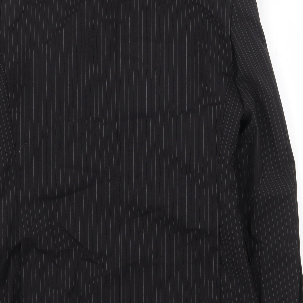 Marks and Spencer Mens Black Striped Wool Jacket Blazer Size 36 Regular