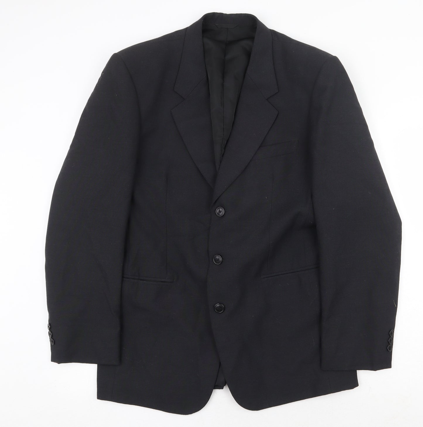 Preworn Mens Black Polyester Jacket Suit Jacket Size 40 Regular