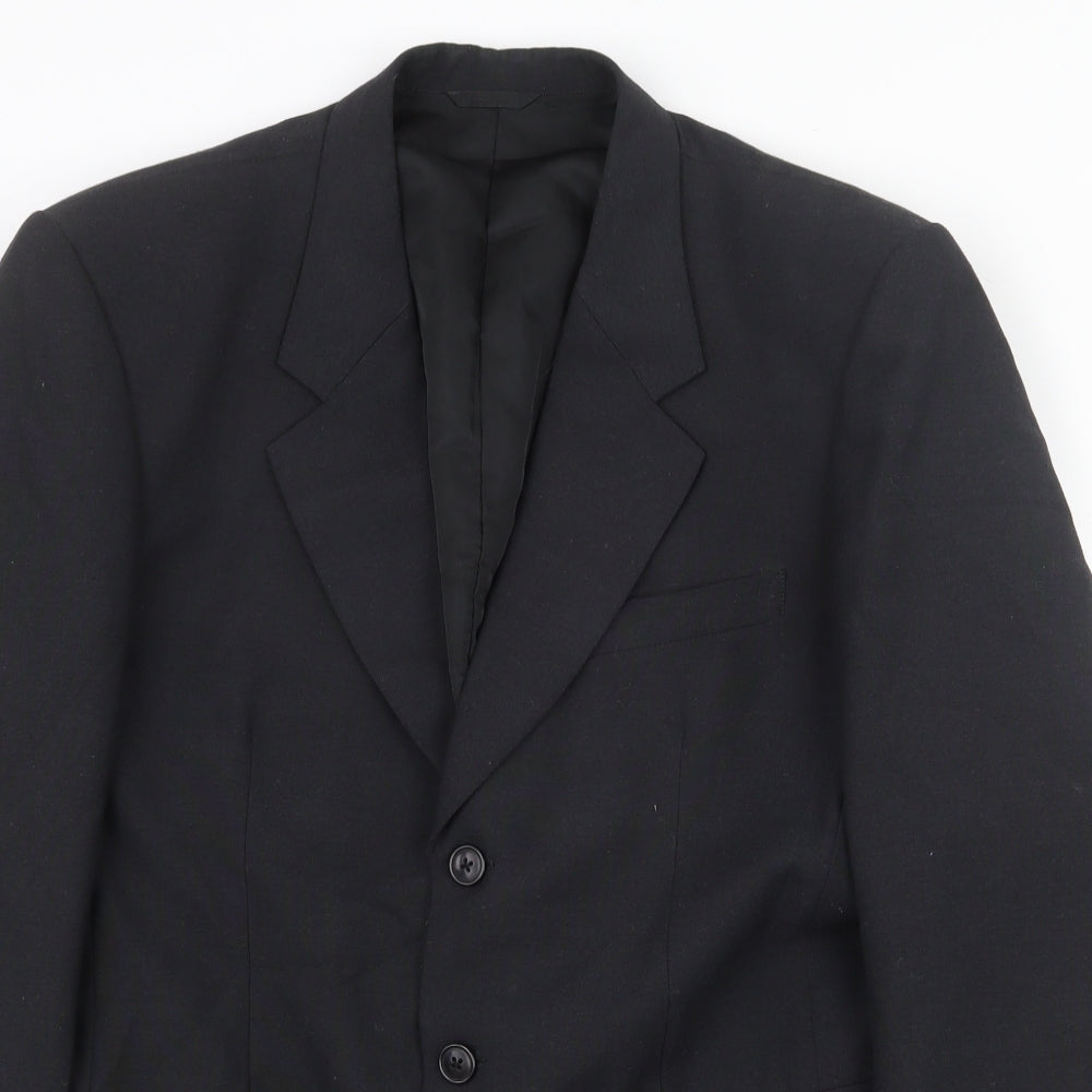 Preworn Mens Black Polyester Jacket Suit Jacket Size 40 Regular