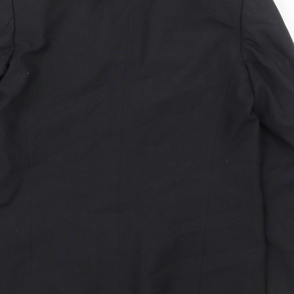Preworn Mens Black Polyester Jacket Suit Jacket Size 40 Regular