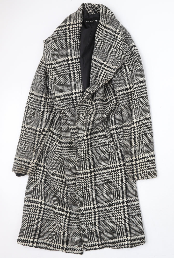 Parisian Womens Grey Plaid Overcoat Coat Size 6