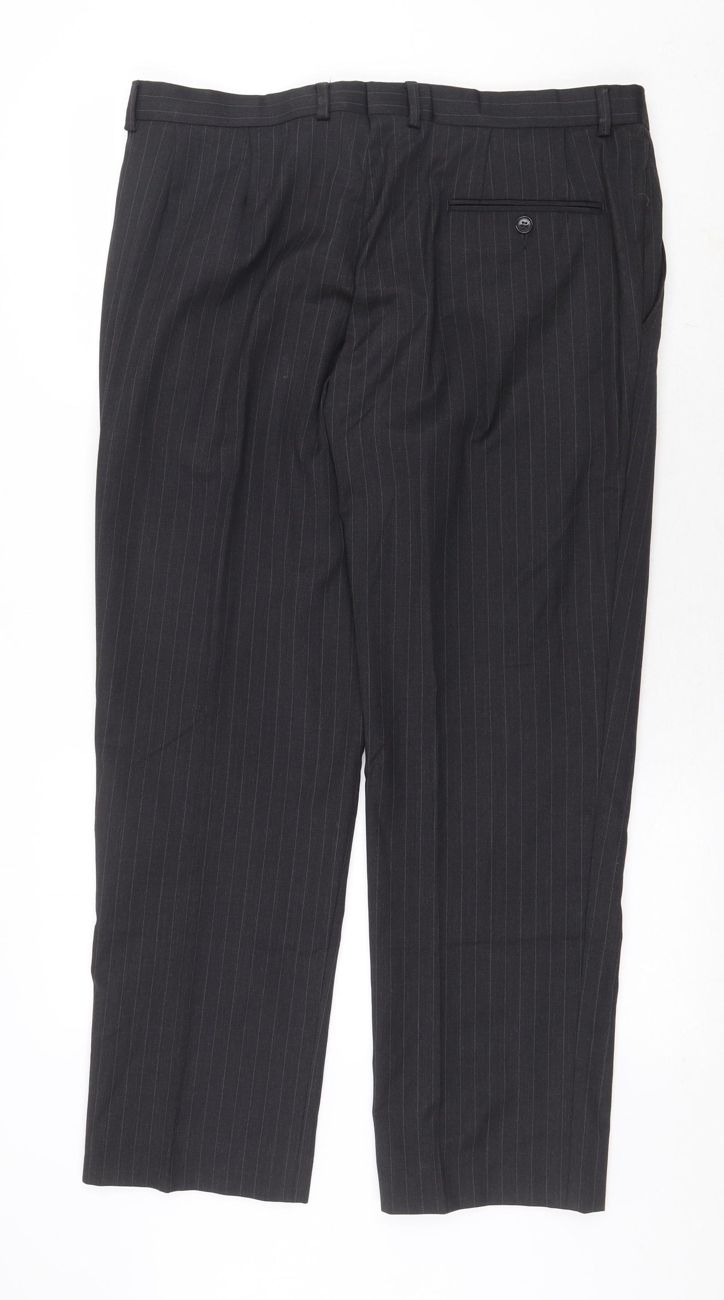 John Lewis Mens Grey Striped Wool Dress Pants Trousers Size 36 in Regular Zip