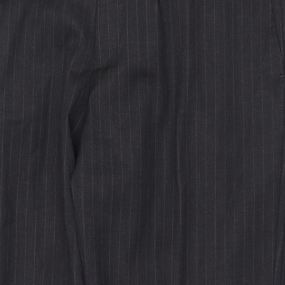 John Lewis Mens Grey Striped Wool Dress Pants Trousers Size 36 in Regular Zip