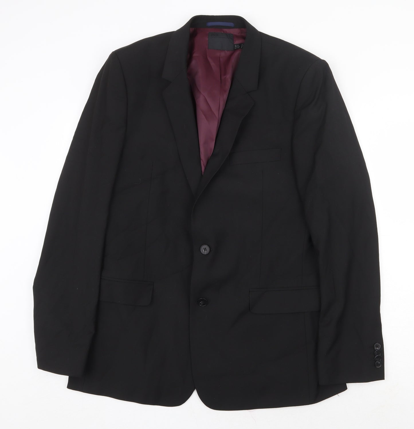 ASOS Mens Black Polyester Jacket Suit Jacket Size 42 Regular