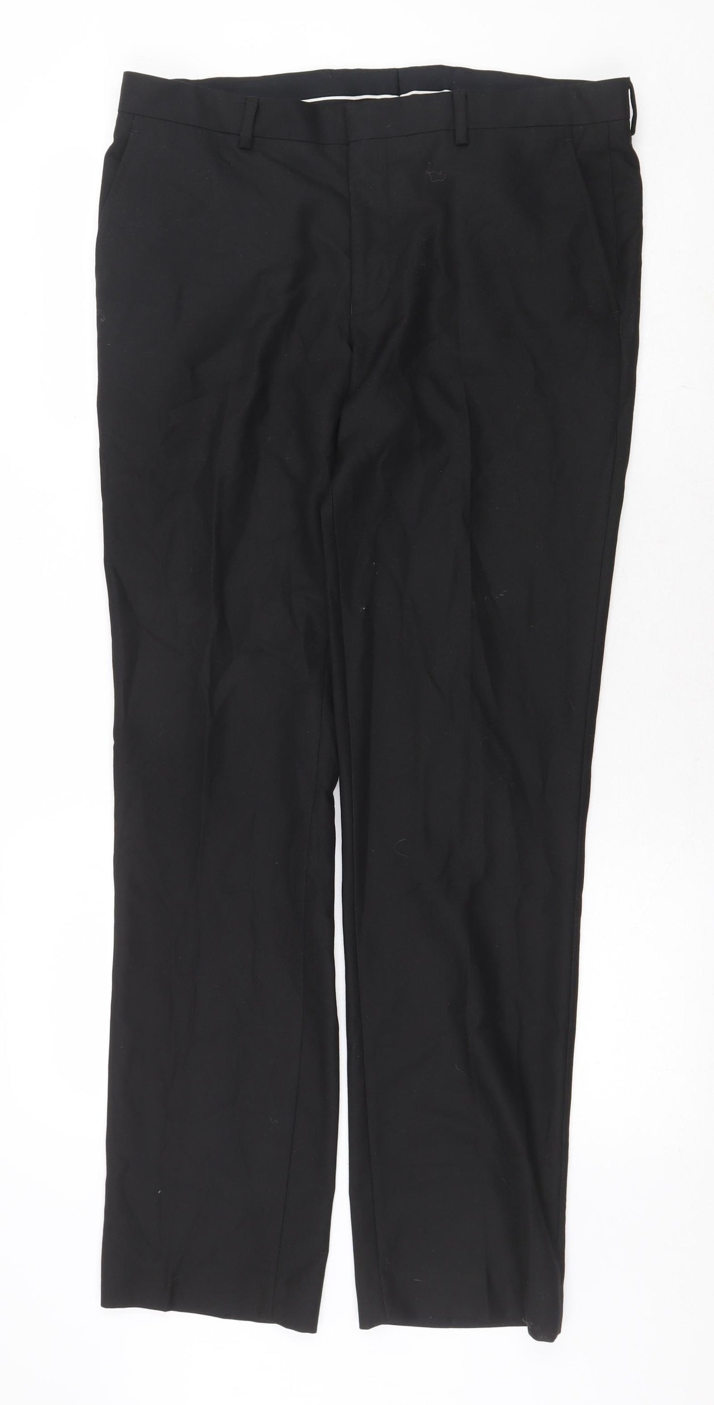 River Island Mens Black Polyester Dress Pants Trousers Size 34 in Regular Zip