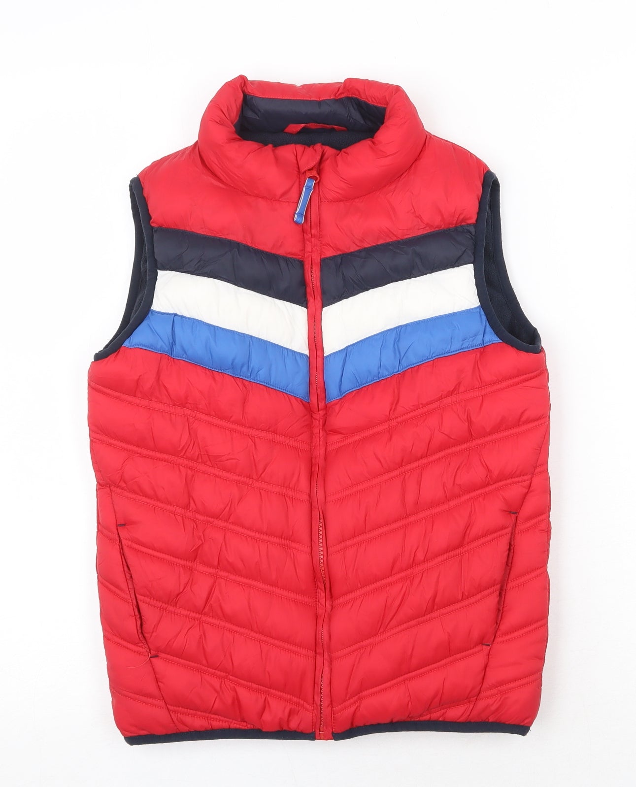 Fat Face Boys Red Striped Gilet Jacket Size 8-9 Years Zip