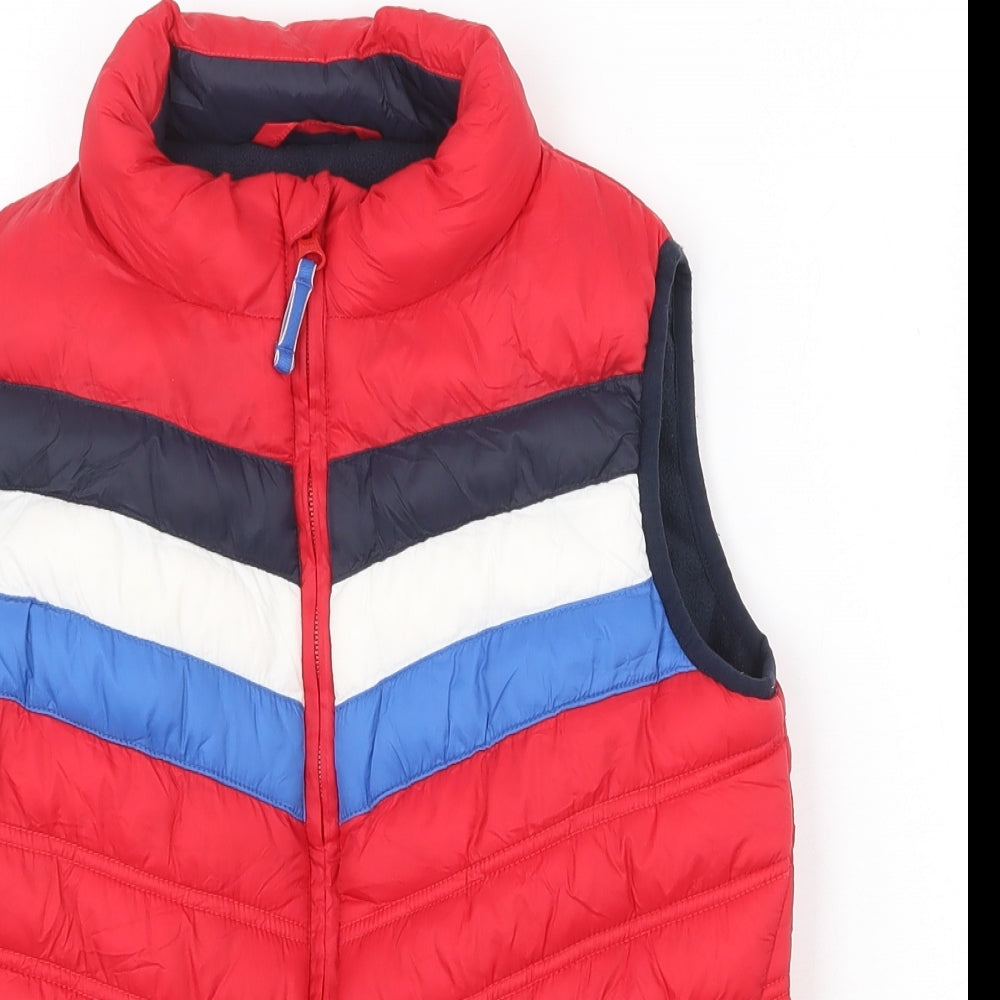 Fat Face Boys Red Striped Gilet Jacket Size 8-9 Years Zip
