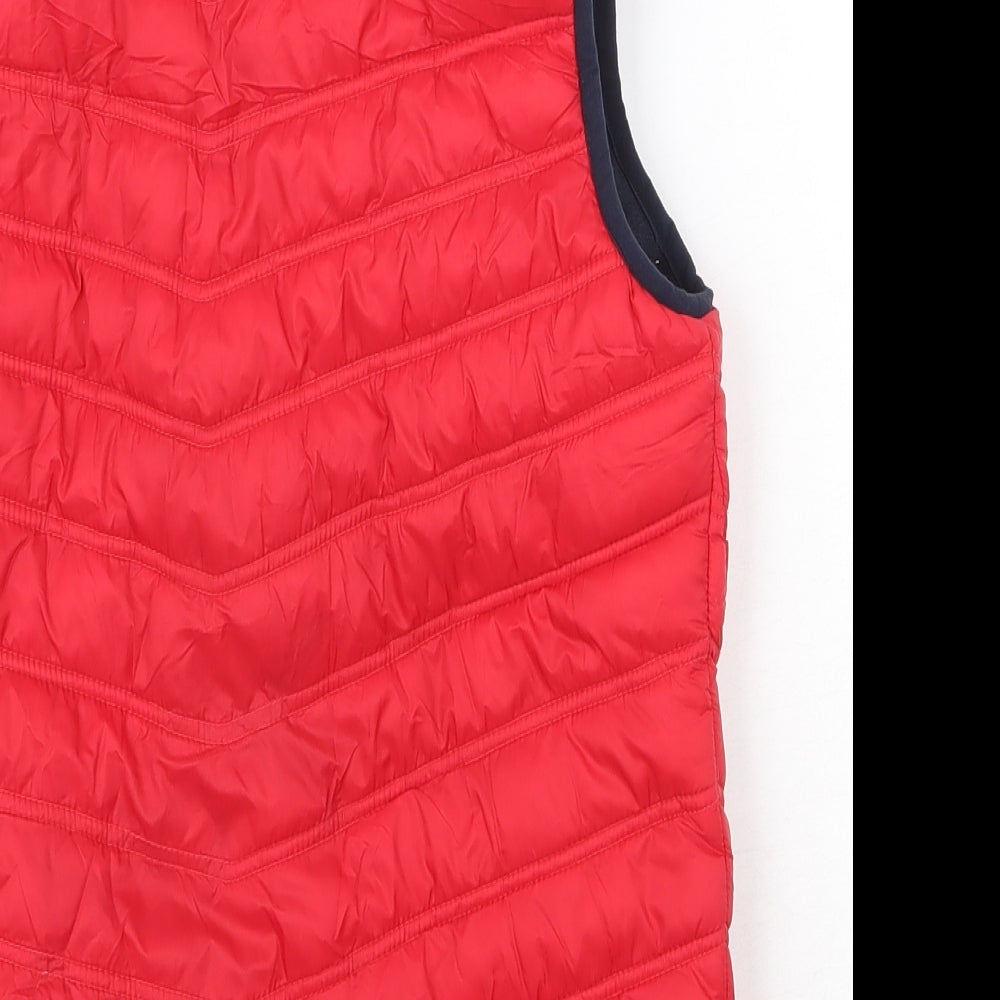 Fat Face Boys Red Striped Gilet Jacket Size 8-9 Years Zip