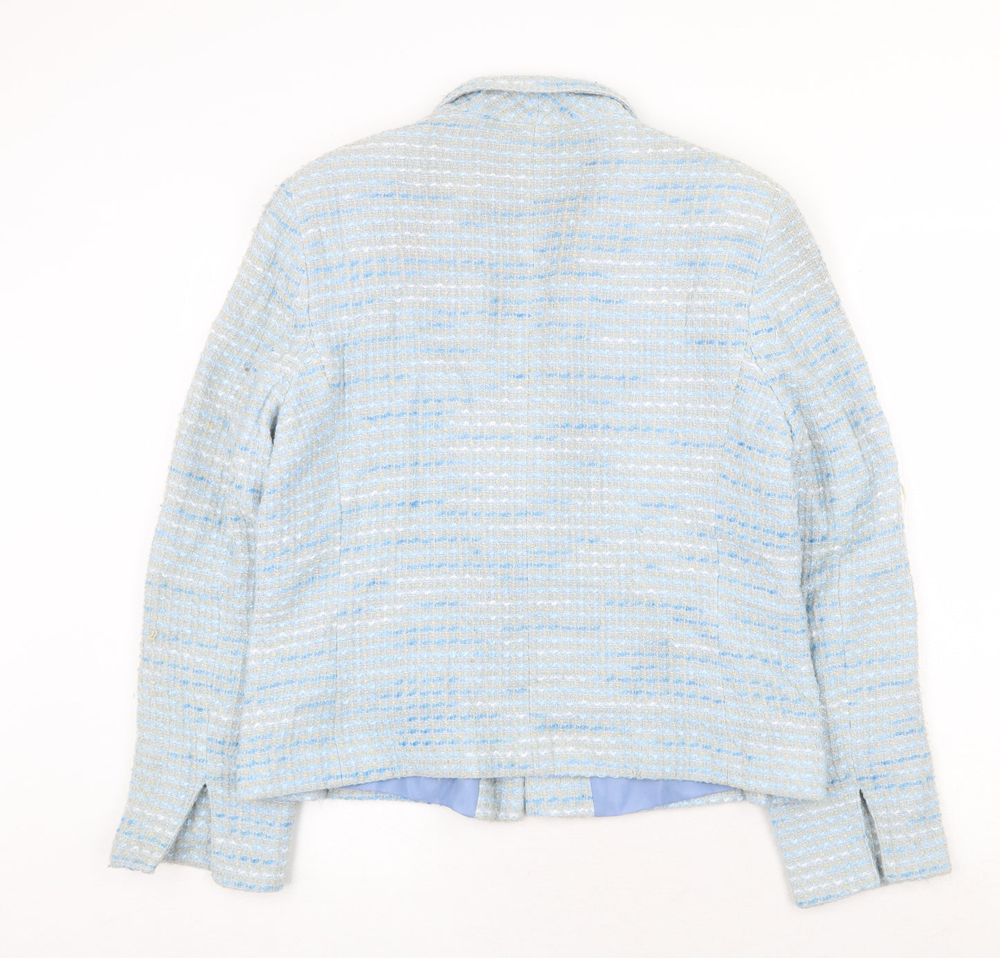 Paul Berman Womens Blue Geometric Jacket Blazer Size 20 Button