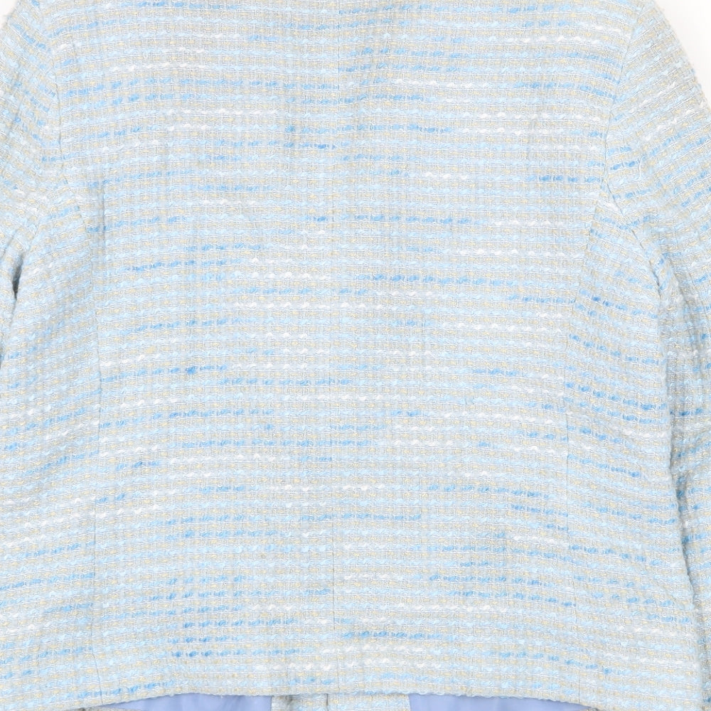 Paul Berman Womens Blue Geometric Jacket Blazer Size 20 Button