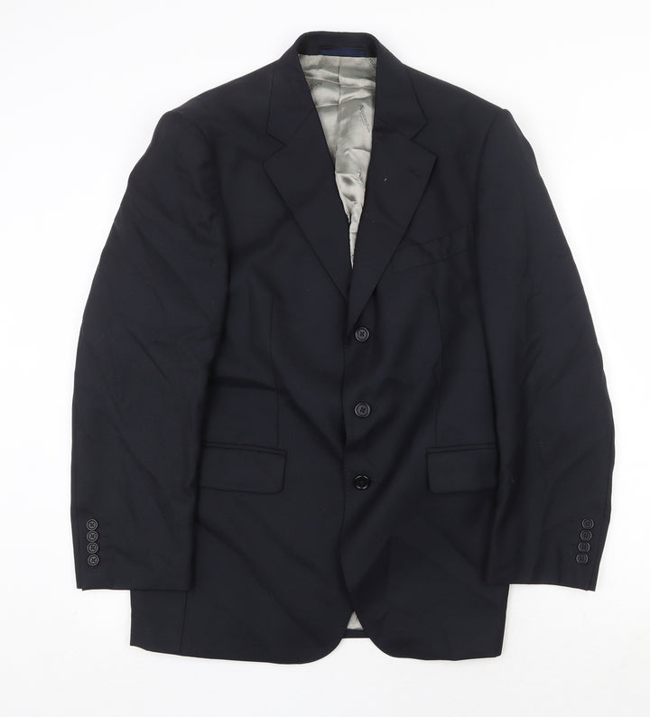 Preworn Mens Blue Wool Jacket Suit Jacket Size 38 Regular