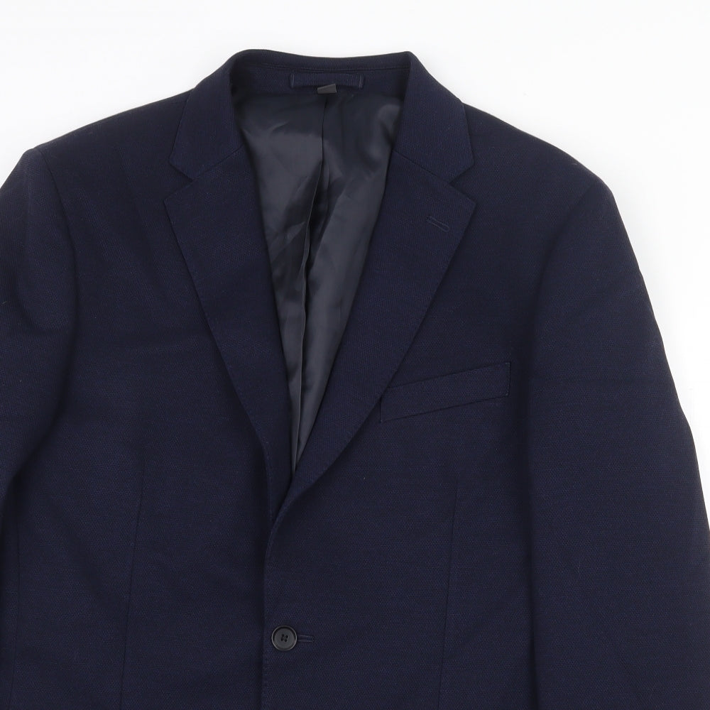 Marks and Spencer Mens Blue Polyester Jacket Suit Jacket Size 42 Regular