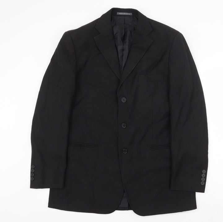 Greenwoods Mens Black Polyester Jacket Suit Jacket Size 40 Regular