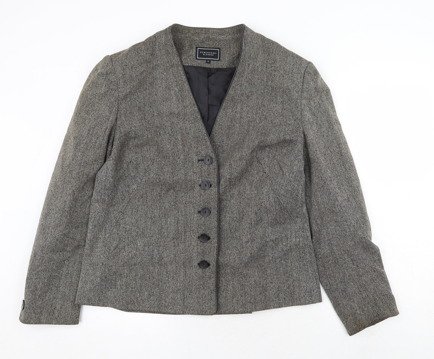 Debenhams Womens Grey Jacket Blazer Size 16 Button