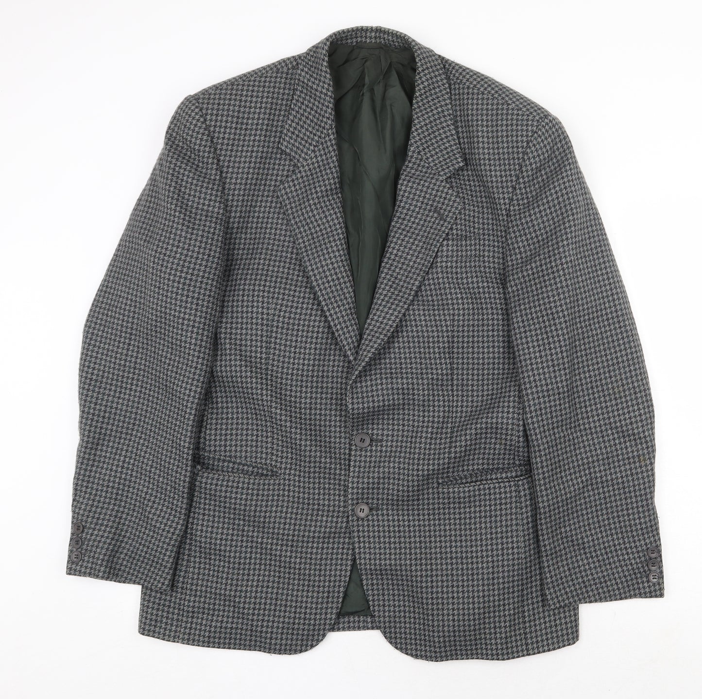 Hugo James Mens Grey Geometric Wool Jacket Blazer Size 40 Regular