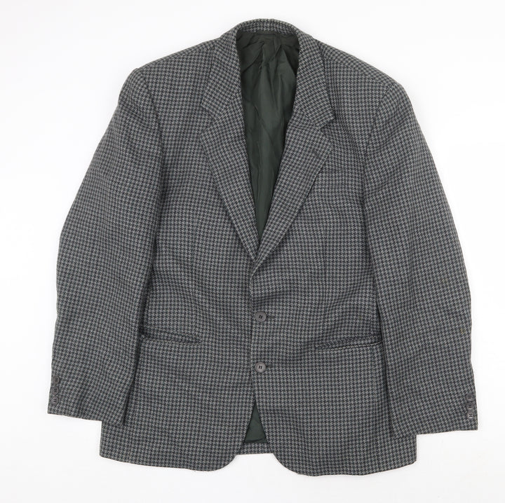 Hugo James Mens Grey Geometric Wool Jacket Blazer Size 40 Regular