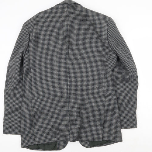 Hugo James Mens Grey Geometric Wool Jacket Blazer Size 40 Regular