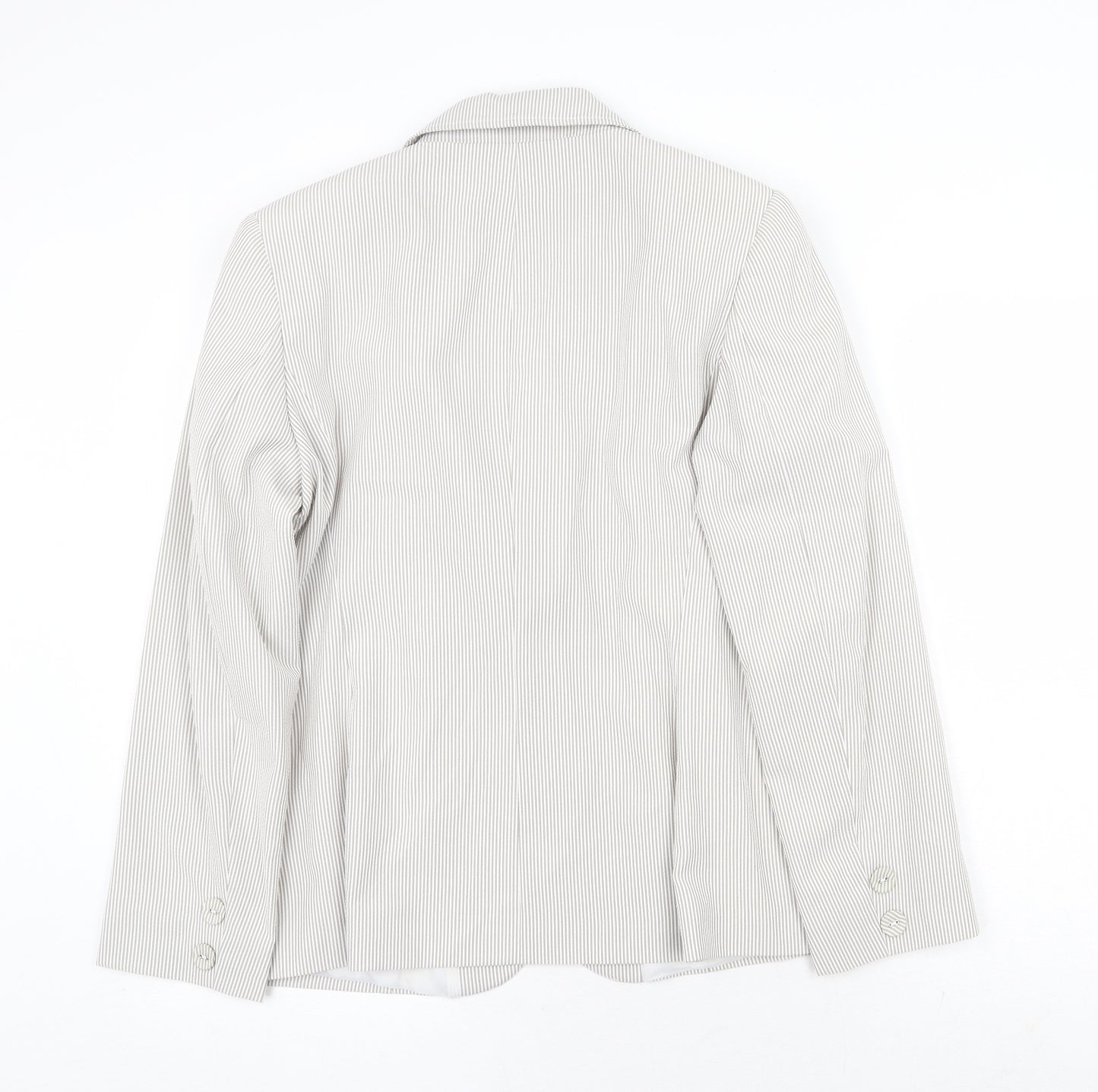 Bonmarché Womens Grey Striped Jacket Blazer Size 14 Button