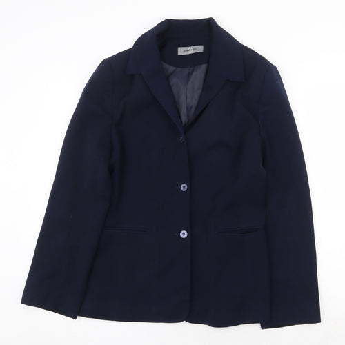 AMARANTO Womens Blue Jacket Blazer Size 12 Button
