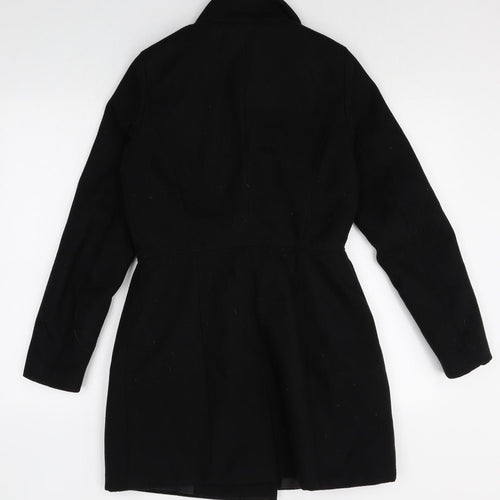 Pull&Bear Womens Black Pea Coat Coat Size M Button