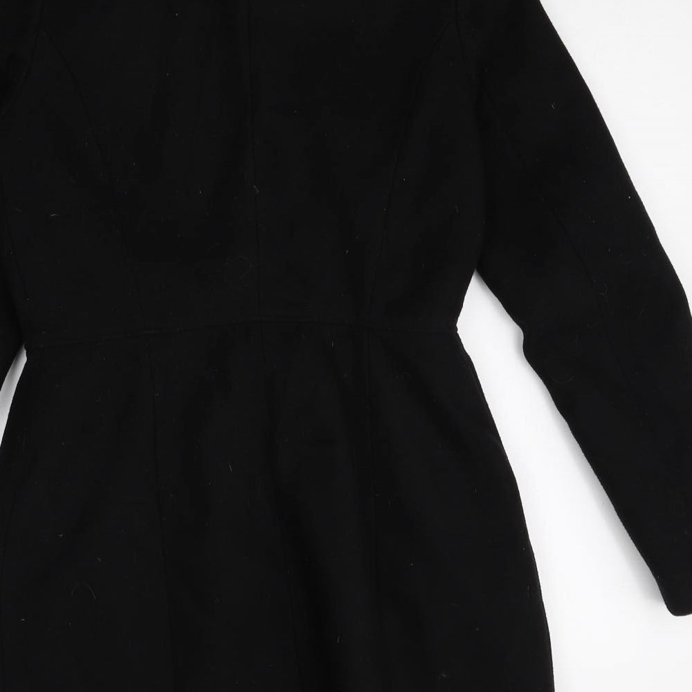 Pull&Bear Womens Black Pea Coat Coat Size M Button