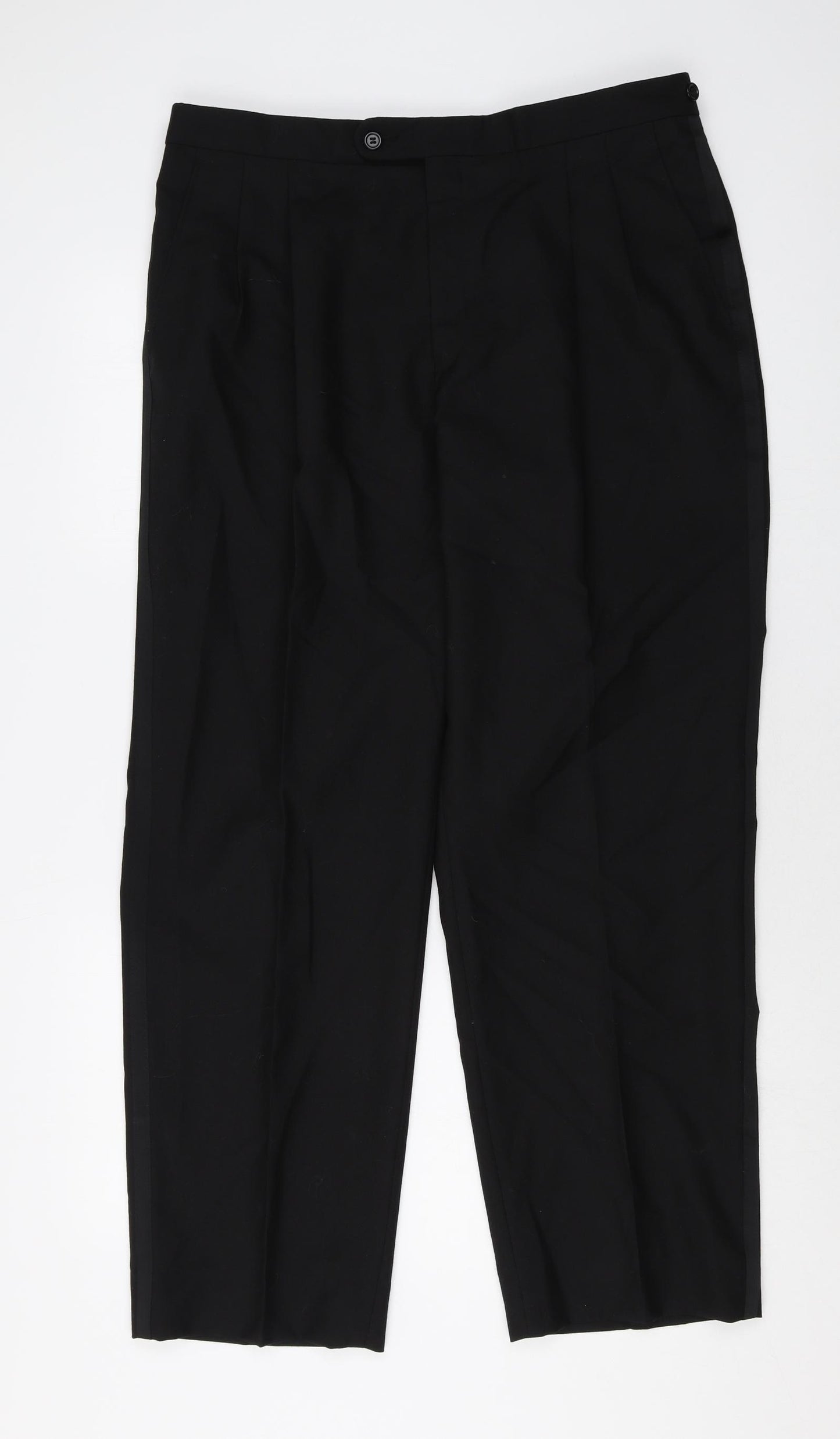 Preworn Mens Black Wool Dress Pants Trousers Size 36 in Regular Zip