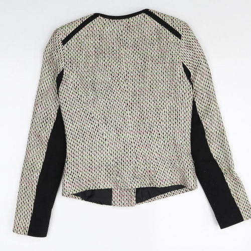 Atmosphere Womens Beige Geometric Biker Jacket Size 8 Zip