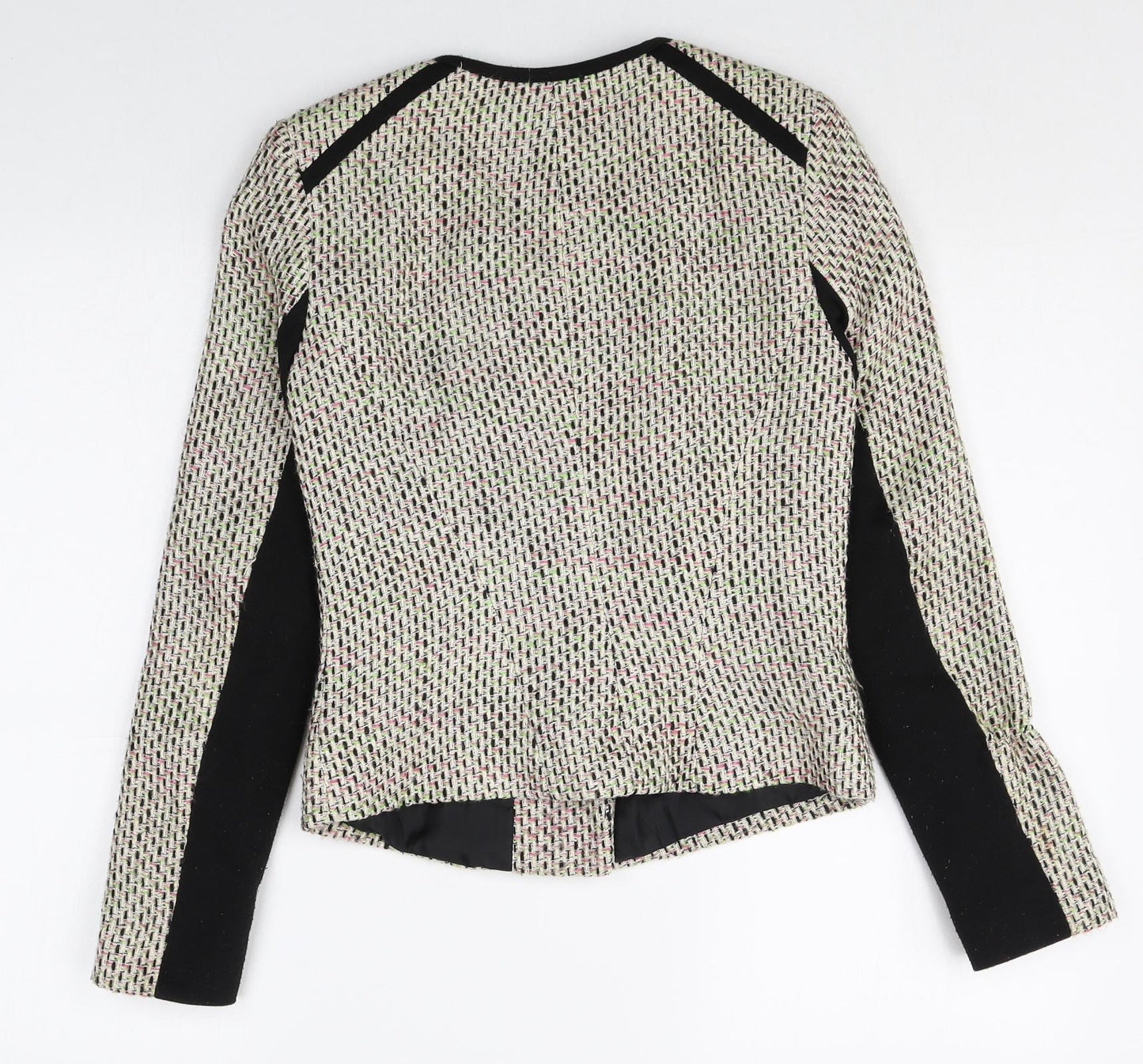Atmosphere Womens Beige Geometric Biker Jacket Size 8 Zip