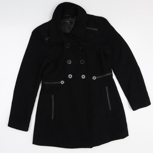 Therapy Womens Black Pea Coat Jacket Size 10 Button