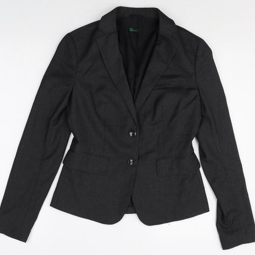 STILE BENETTON Womens Grey Polyester Jacket Suit Jacket Size S