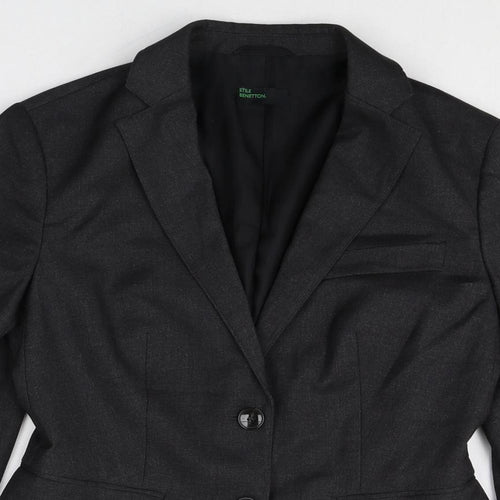 STILE BENETTON Womens Grey Polyester Jacket Suit Jacket Size S