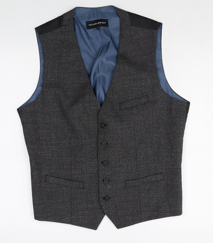 Taylor & Wright Mens Grey Polyester Jacket Suit Waistcoat Size L Regular