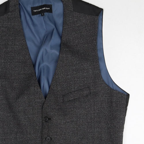 Taylor & Wright Mens Grey Polyester Jacket Suit Waistcoat Size L Regular