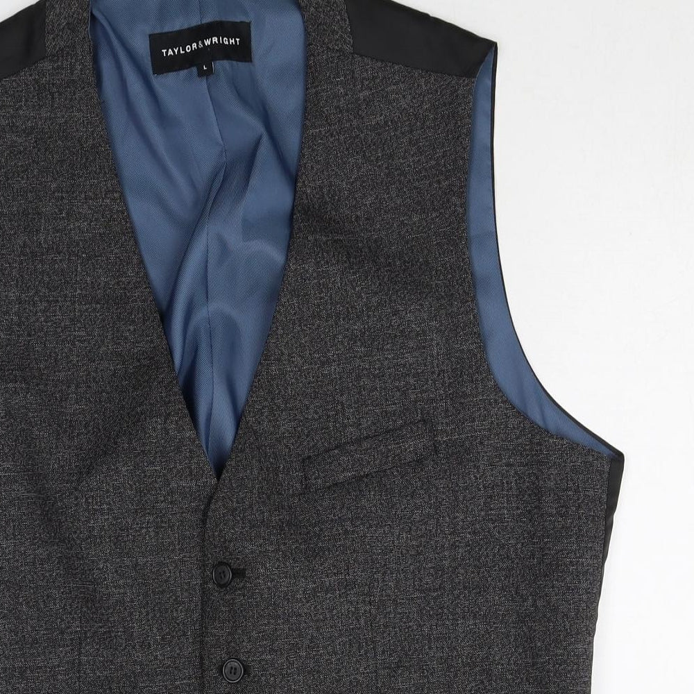 Taylor & Wright Mens Grey Polyester Jacket Suit Waistcoat Size L Regular