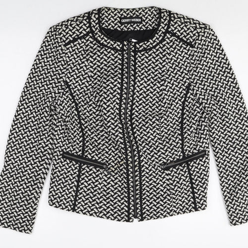 Gerry Weber Womens Black Geometric Jacket Size M Zip