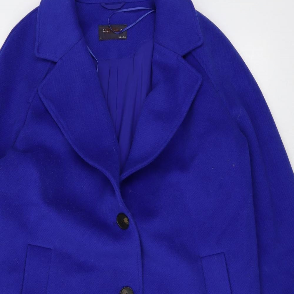 Marks and Spencer Womens Purple Pea Coat Coat Size 16 Button