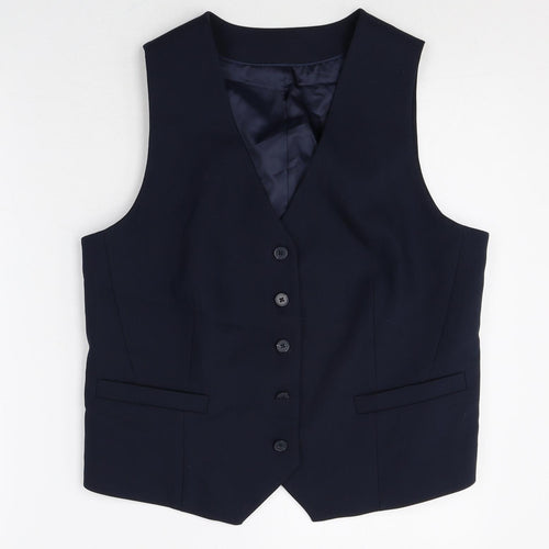 Marks and Spencer Mens Blue Polyester Jacket Suit Waistcoat Size M Regular