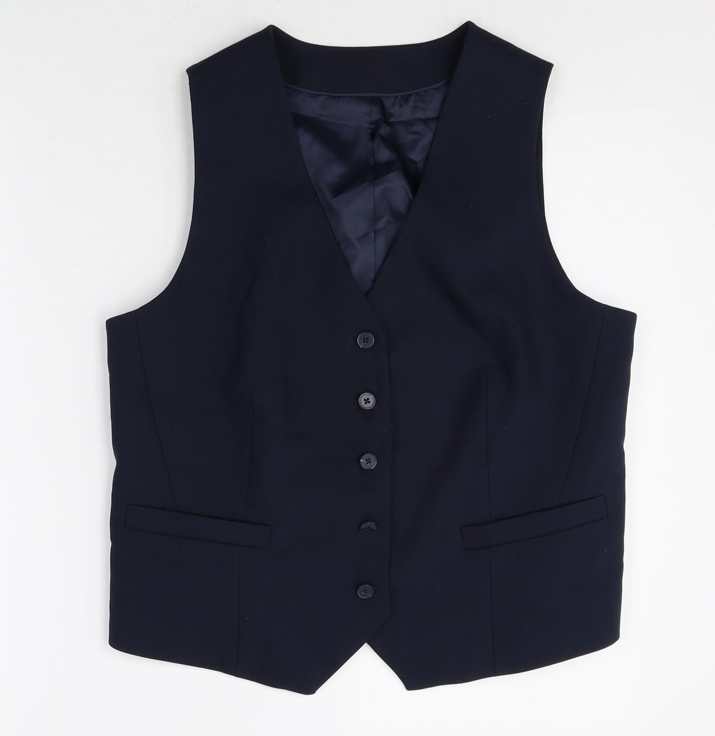 Marks and Spencer Mens Blue Polyester Jacket Suit Waistcoat Size M Regular