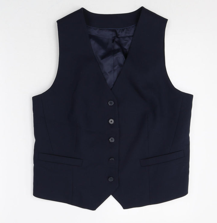 Marks and Spencer Mens Blue Polyester Jacket Suit Waistcoat Size M Regular