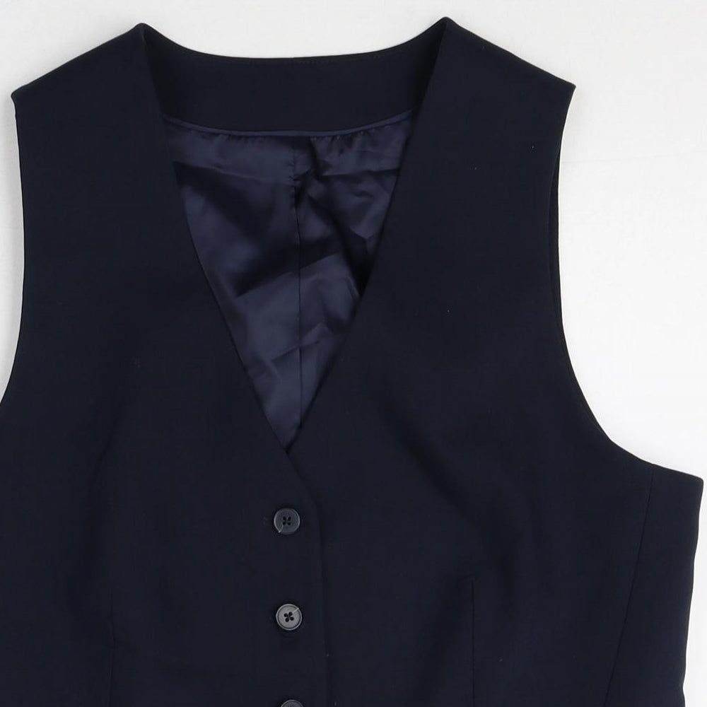 Marks and Spencer Mens Blue Polyester Jacket Suit Waistcoat Size M Regular