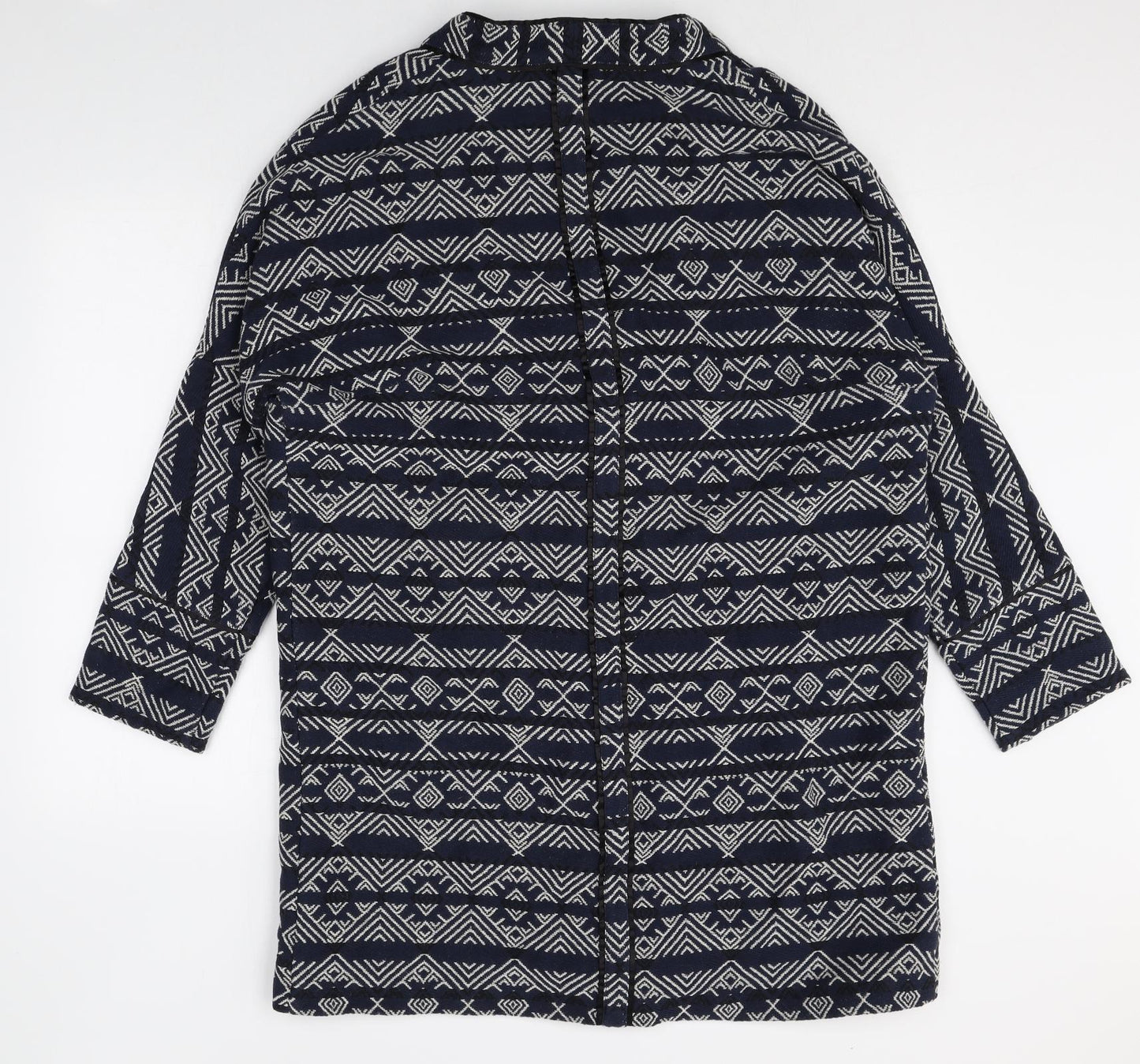 Maison de nimes Womens Blue Geometric Overcoat Coat Size 12 Snap