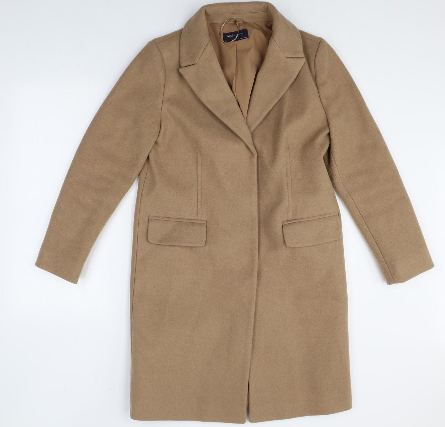 Marks and Spencer Womens Beige Pea Coat Coat Size 10 Snap