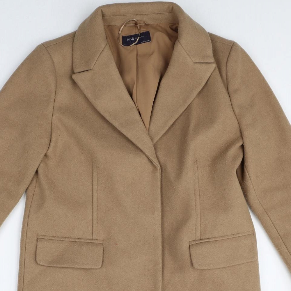 Marks and Spencer Womens Beige Pea Coat Coat Size 10 Snap