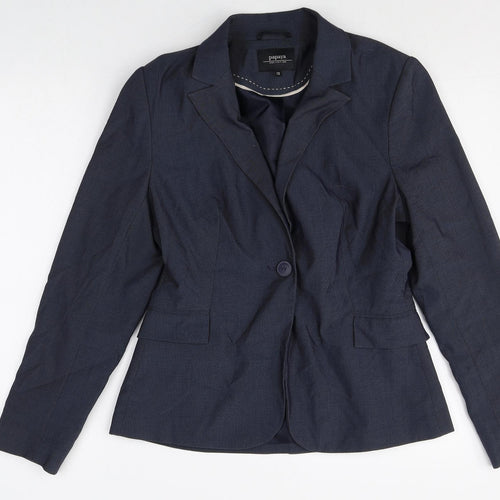 Papaya Womens Blue Polyester Jacket Suit Jacket Size 12