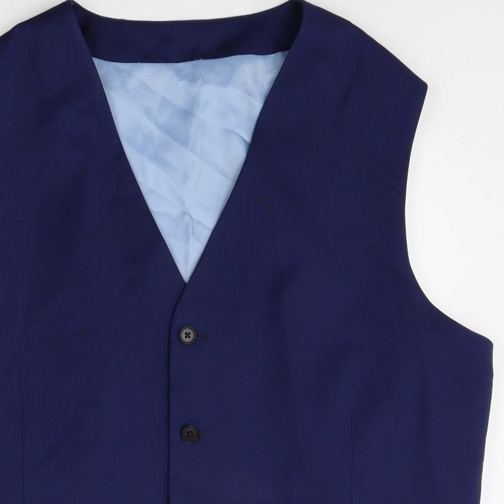 Charles Tyrwhitt Mens Blue Wool Jacket Suit Waistcoat Size 44 Regular