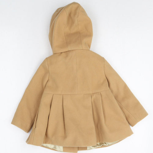 Monsoon Girls Beige Pea Coat Coat Size 12-18 Months Snap - 3D Flower Detail
