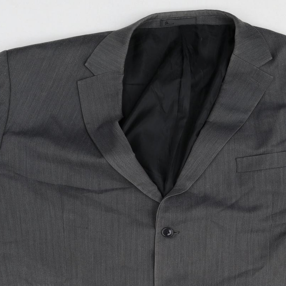 BHS Mens Grey Polyester Jacket Suit Jacket Size 48 Regular