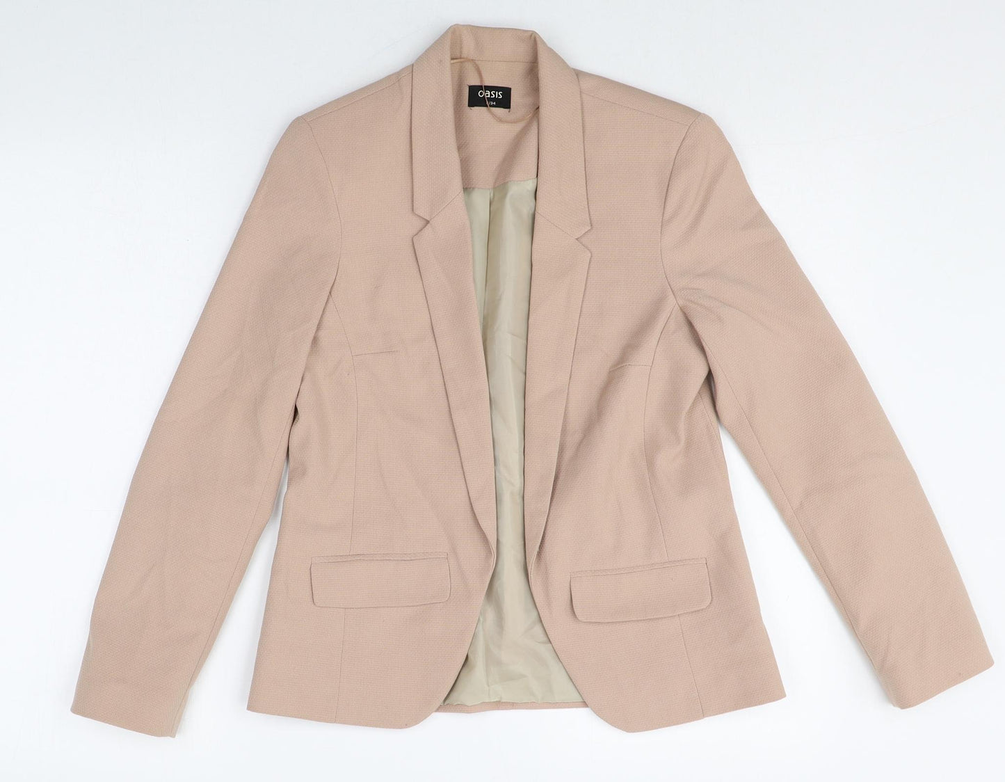 Oasis Womens Beige Polyester Jacket Blazer Size 8 - Open