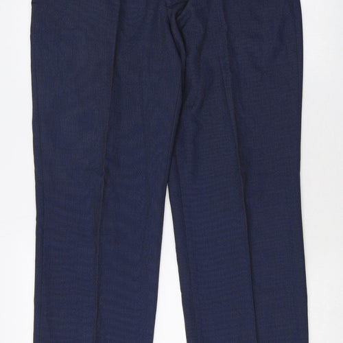 Marks and Spencer Mens Blue Polyester Trousers Size 34 in Regular Zip