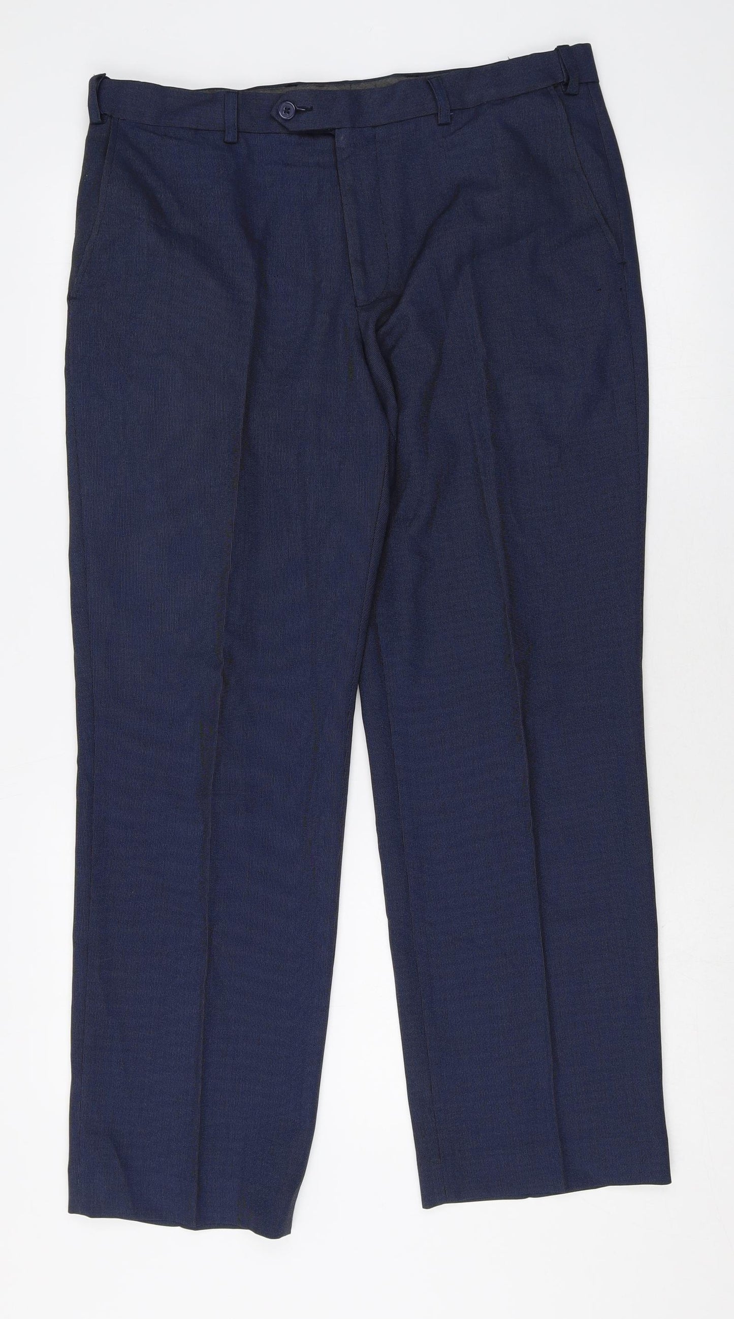 Marks and Spencer Mens Blue Polyester Trousers Size 34 in Regular Zip